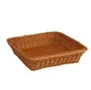 2Pcs Imitation Rattan Woven Basket Snack Basket Storage Basket Square Rattan Fruit Basket??25Cm??
