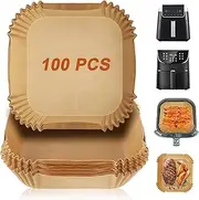 Air Fryer Liners Disposable for Ninja Air Fryer MAX PRO AF180UK 6.2L, AF140UK 4.7L, 100pcs Air Fryer Liners Square, Parchment Paper for Cosori 5.5L/6L, Tefal 5L, Ninja Speedi, Air Fryer 4.5L-6.5L