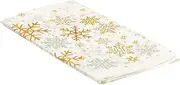 77123 - Plastic Silver and Gold Snowflakes Christmas Tablecloth, 7ft x 4.5ft
