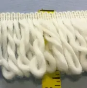 Loop Fringe Trim Poly Blend Thick Loop Fringe Trim 2-1/2" White 4 yards #FR50
