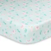 The Peanutshell Little Llama Cotton Fitted Sheet 135cm Bedding Allover Print