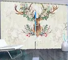 Brown Fluffy Deer Wood 3D Curtain Blockout Photo Printing Curtains Drape Fabric