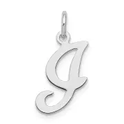 Sterling Silver Rhodium-Plated Stamped Letter I Initial Charm