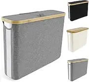 Toilet Paper Storage Basket, Large Capacity Toilet Paper Basket with Lid, Holds up to 12 Toilet Paper Roll, Foldable Toilet Paper Organizer Basket with Side Window for Bathroom Home (Gray)