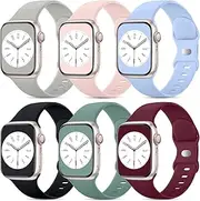 Witzon 6 Pack Sport Band Compatible with Apple Watch Bands 38mm 40mm 41mm Series 10 9 8 7 6 5 4 3 2 1, Soft Adjustable Replacement Silicone Straps for iWatch Apple Watch SE Band for Women Men, Style C