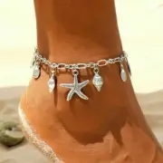 Silver Starfish Conch Foot Chain Beach Shell Womens Ankle Bracelet Brand New