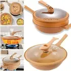 Multifunctional Non-Stick Clay Color Wok All In 1 Flat Bottom Frying Wok