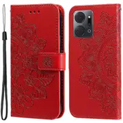 For Honor X7a 5G Anti-Fading Phone Cover Imprinting Leather Stand Wallet Case with Strap