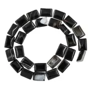 15.7" Black Banded Agate Flat Rectangle 10x14mm Beads #54143