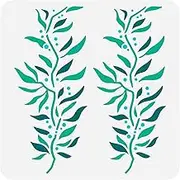 FINGERINSPIRE Seaweed Stripes Painting Stencil 11.8x11.8 inch Reusable Seagrass Stencil Hollow Out Seaweed Craft Stencil Water Vine Leaf Stencil Template for Wall, Window, Pillow Case, Canvas Decor