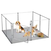 FIN XXL Strong Dog Playpen Cage Clear Acrylic Birth Fence Pet Enclosure Anti-anxiety