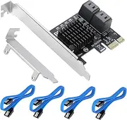 PCIe SATA Card 4 Port，Marvell 9215 Non-Raid 6Gbps PCI Express to SATA 3.0 Ports Expansion Controller ，Boot as System Disk, for Desktop PC Support SSD and HDD with Low Profile Bracket and 4 SATA Cable