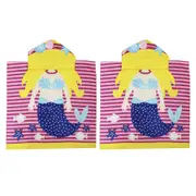 2x Onkaparinga Kids 60x120cm Absorbent Hooded Beach/Swim Towel Ocean Mermaid