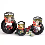 Rugged Hard Rubber Mammoth Tire Biter Dog Toy With Rope Aggressive Chewer Tug