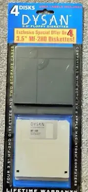 VTG 4 Blank 3.5" Floppy Disks Dysan Diskettes Disc & 2 Storage Cases BRAND NEW