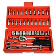 46pcs 1/4-Inch Socket Ratchet Wrench Combo Tools Kit for Auto Repairing