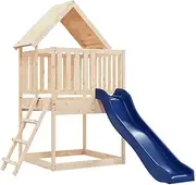 vidaXL Outdoor Playset - Wooden Adventure Playground with Climbing Frame, Wave Slide & Sandpit - Solid Pine Wood Build with Safety Design