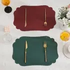Square Shaped Place Mat Faux Leather Heat Resistant Mat Coffee Place Mat Table