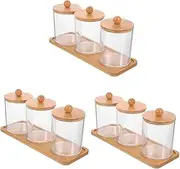 Ciieeo 3 Sets Makeup Storage Box Cutlery Tablets Large Organizer Bins Buds Decor Panty Cosmetic Organizer Countertop Hand Soap Dispenser Cotton Swabs Wicker Swab Dispenser Tubs Pot Bamboo