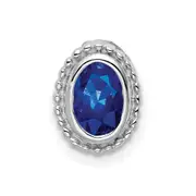 14k White Gold Oval Sapphire Chain Slide