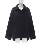 BALENCIAGA DEMNA 2019 navy camel antique gold button cocoon coat FR38 M