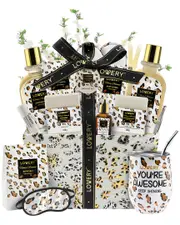 Lovery Honey Almond Home Spa Kit, 21Pc Leopard Design Bath and Body Care Gift