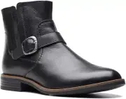 Brand New Clarks Women's Camzin Loop Ankle Boot Black Leather US 7.5
