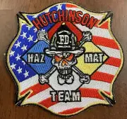Hutchinson KS Fire Department Patch Haz Mat Team Kansas Skull Flag New