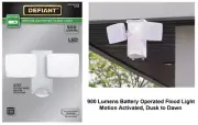Defiant 270 White Motion Sensor Battery 2-Head Dusk to Dawn LED Flood Light NEW