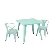 Costway 3PCS Kids Table and Chairs Set Activity Study Desk Blue