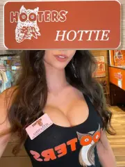 ~NEW~ HOTTIE HOOTERS Girl Uniform Collectible Pin Back Badge Tag Orange NAME TAG
