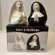 Charming Vintage Clay Art PRAYING NUNS Salt & Pepper Shaker Set Ceramic 4”