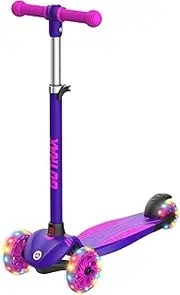 Gotrax KS3 Kids Kick Scooter, LED Lighted Wheels, Adjustable Height Handlebars and Removable Seat, Lean-to-Steer & Widen Anti-Slip Deck, 3 Wheel Scooter for Kids Ages 2-8 and up to 100 Lbs