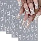 4Pcs White Swirls Lines Nail Stickers 5D Micro-Embossed white swirls lines