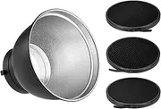 Labymos 7 Inch Standard Reflector Diffuser Lamp Shade Dish with for Bowens Mount Studio Strobe Flash Light Speedlite with 20°/ 40°/ 60° Honeycomb Grids