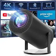 CLOKOWE Portable 4K Mini Projector with WiFi and Bluetooth - 【Built-in Apps & Auto Keystone】Full HD 1080P Supported, 180° Rotation Outdoor Movie Projector, Compatible with TV Stick/Smartphone/HDMI/USB