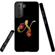 For Samsung Galaxy S21 FE Case Armour Cover, Embellished Letter N