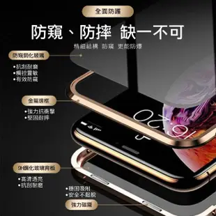 iPhone 7 8 Plus 防窺 金屬全包雙面玻璃磁吸殼手機保護殼 黑色款(iPhone8PLUS手機殼 iPhone7PLUS手機殼)