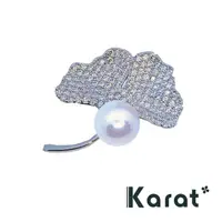 在飛比找momo購物網優惠-【KARAT】天然珍珠胸針/墜兩用(銀杏款)