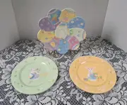 Blossoms & Blooms Easter Plates Lot of 3 Green Yellow Multicolor 8" New with Tag