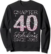 [X.Style] Chapter 40 Fabulous Since 1983 40th Birthday Queen Diamond Sweatshirt ds1021 Sweater (2XL) Black