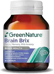 Green Nature Brain Brix– Brain Support supplement, Improved Focus, Memory , concentration & congnetive Enhancement ,Stress relief Nootropic with P5P & 10000mg encapsulated Ashwagandha plus magnesium - TGA ARTG Listed-Clinically Tested
