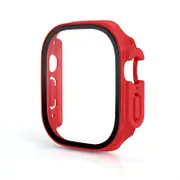 Nevenka Screen Protector Case with Tempered Glass Film For Apple iWatch 8 Ultra -Red