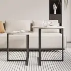 FOUBAM Coffee Table Set of 2, Industrial End Table Modern Nesting Table with Met