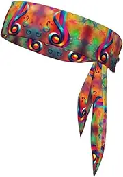 Colorful Musical Note Sports Strap Double-Sided Headscarf Men's Bow Tie Sports Headscarf Running Yoga Exercise Headband