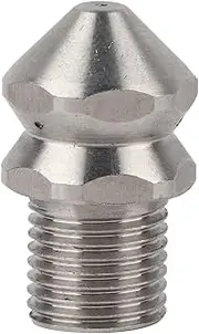 Respicefinem G1/4in Male Thread Stainless Steel Pipe Cleaning Nozzle 4-Hole Design 250 Bar Working Pressure for Sewer and Drain Cleaning Silver
