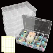 6 Pack Large 15 Grids Plastic Organizer Box with Dividers, 15 Compartment Org...