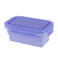 在飛比找蝦皮商城優惠-HOUSUXI 長方形矽膠折折盒500ml-青紫色1PC個【