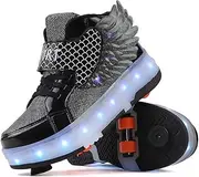 LED Roller Skate Shoes for Kids - Boys Girls Light Up Sneakers with Wheels Indoor/Outdoor Sliding Play