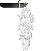 Dream Catcher - Handmade White Dream Catchers with Feathers | Feather Lucky Pendant Beads Wall Hanging Ornament White Feather for Kids Bedroom Home Decoration Art Craft